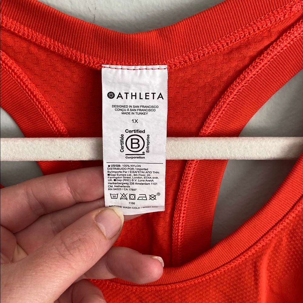 Athleta Women’s Orange Racerback Athletic Tank Top Size 1X - Picture 3 of 6